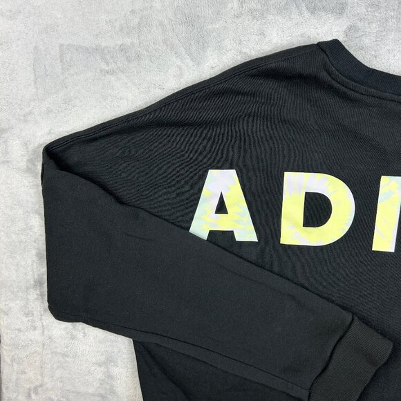 Adidas Sweatshirt Womens XL Black Crop Top Long Sleeve T Shirt Logo Active - Picture 10 of 15